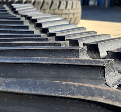 Tread lugs on a track reconditioned by Big Tyre