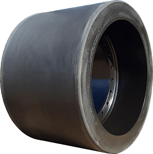 Solid rubber wheel for pipe trailers